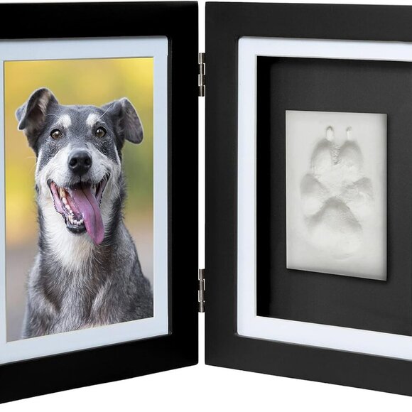 Paw Print + Photo Keepsake Frame Holds 4 x 6 inch or 5 x 7 Picture – Memorial Cl - Picture 1 of 9